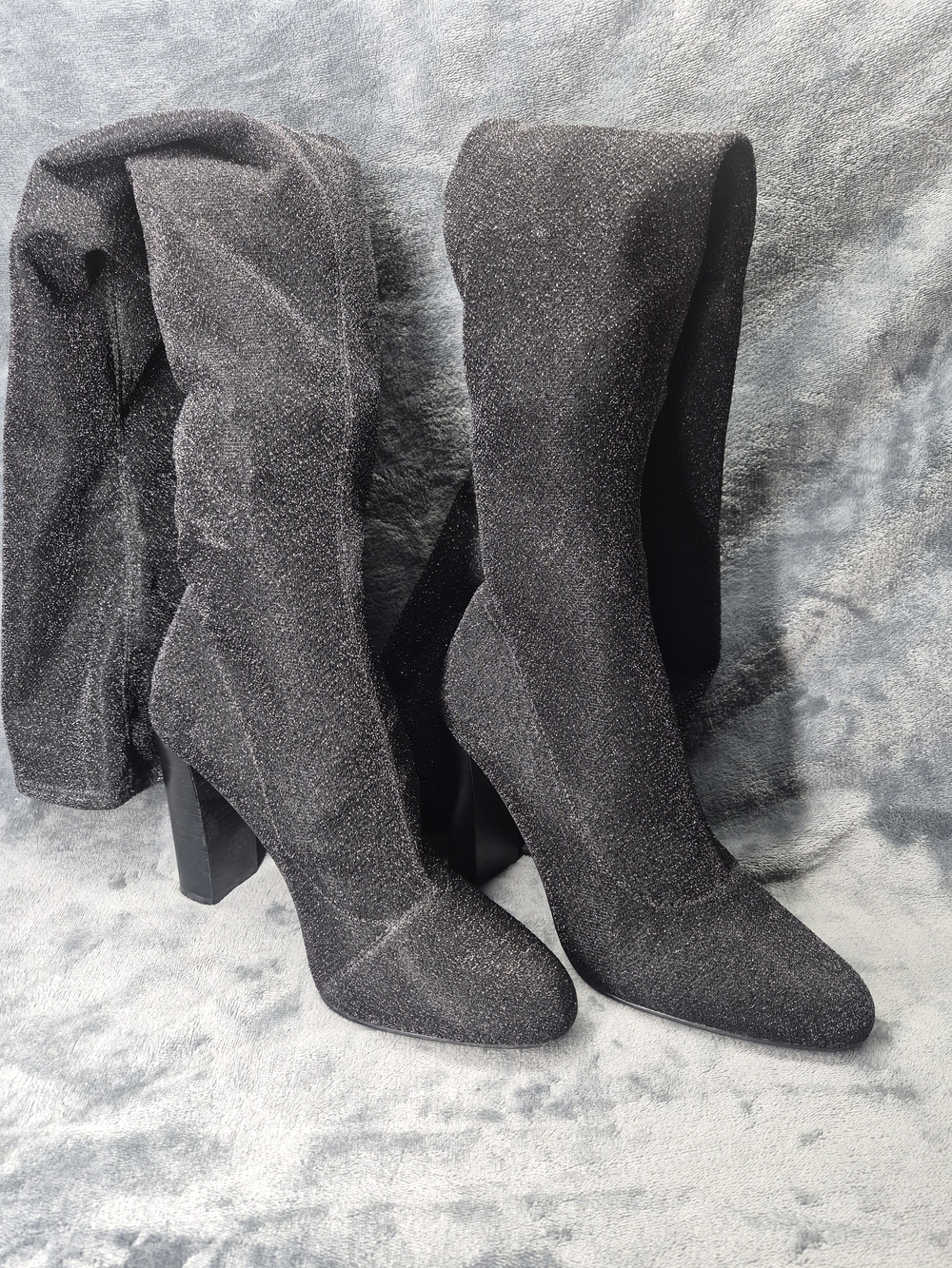 Steve Madden Euphoric Black Shimmer Over The Knee Stretch Boots Size 9 M